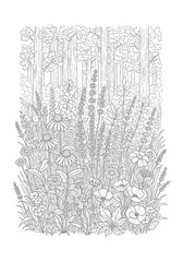 Aquarell Vorlage Wildblumen am Waldrand