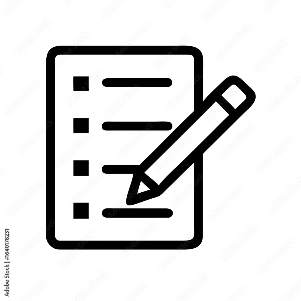 Aufkleber checklist task list with pencil writing notes and planning for organization and productivity success