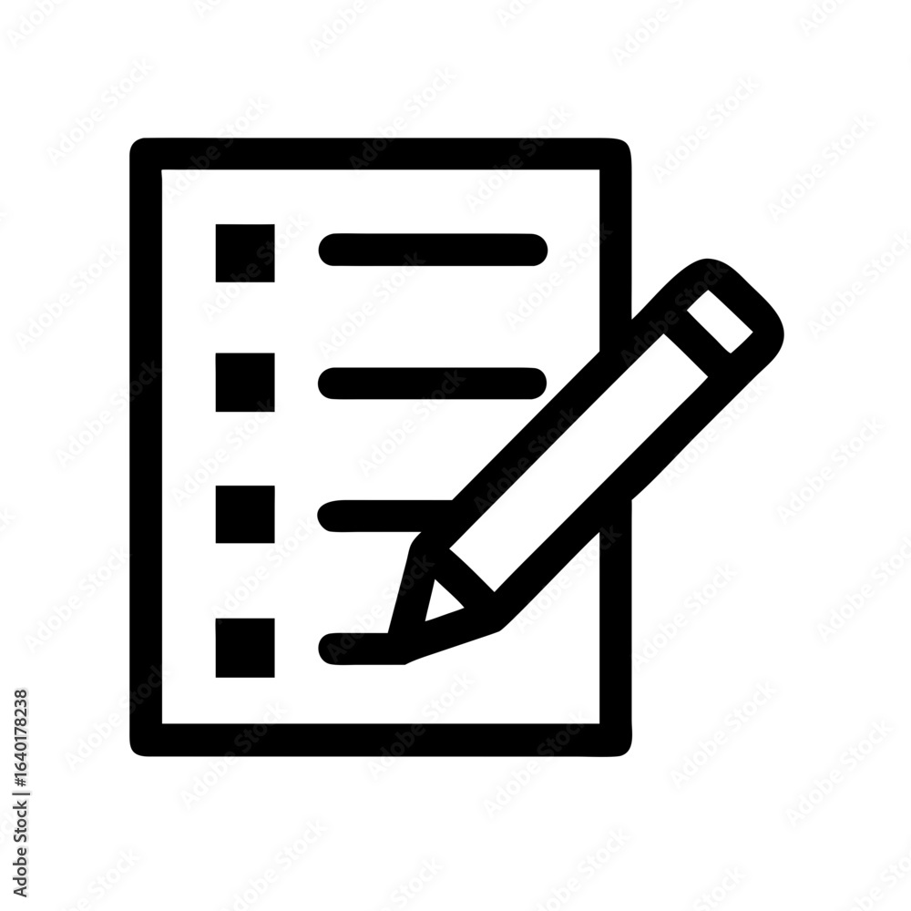 Aufkleber checklist document with pencil icon for task management and to do list organization and planning tas
