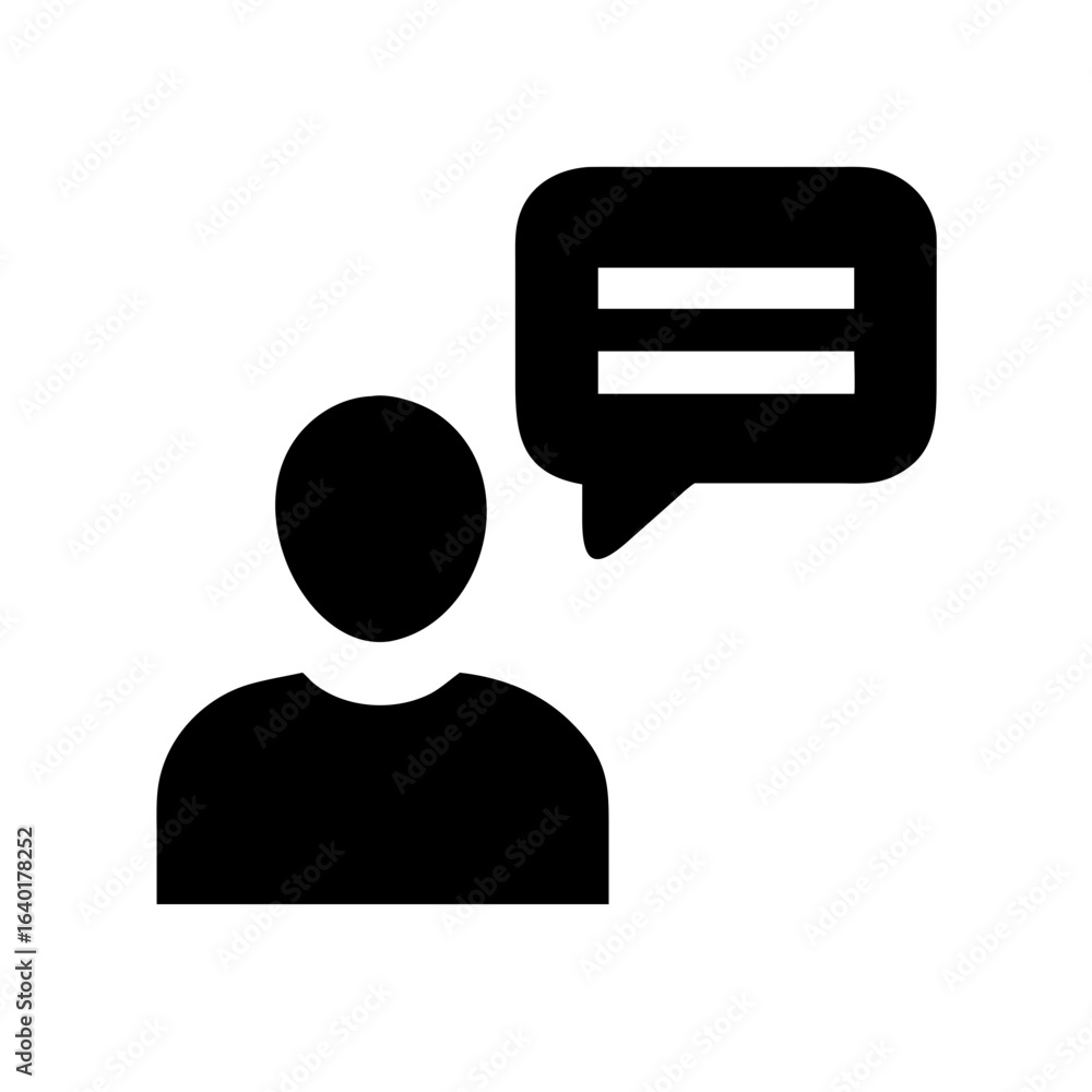 Poster person talking speech bubble icon communication message conversation chat dialog discussion concept 