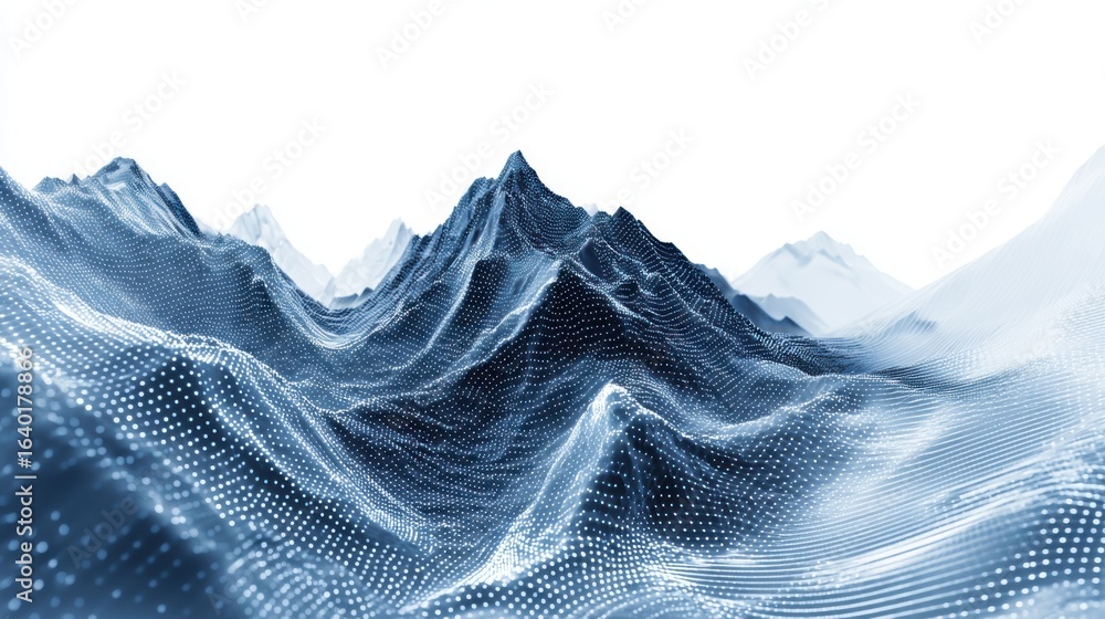 Aufkleber a captivating digital rendering of a mountainous terrain composed of intricate blue curves and peaks