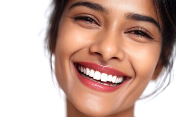 Obraz premium Professional dental ad with close-up of smiling Asian model 