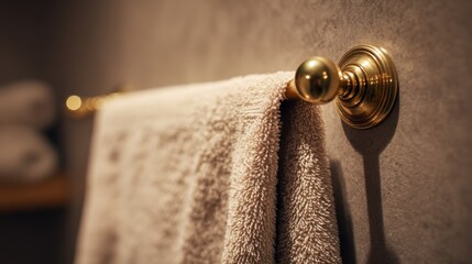 Luxury towel hanging on brass hook