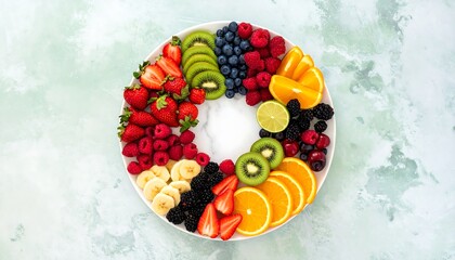Colorful fruit arrangement on platter