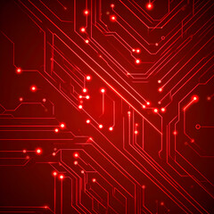 Red circuit board pattern background