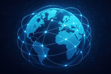 Naklejka premium Global Network Illustration, Connection Concept