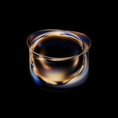 Abstract iridescent glass shapes on a black background, 3d render