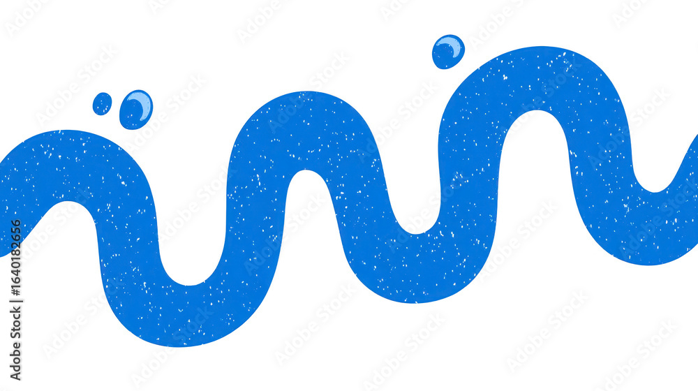 Poster wavy blue line with textured appearance, resembling water or fluid element, creates playful and dyna