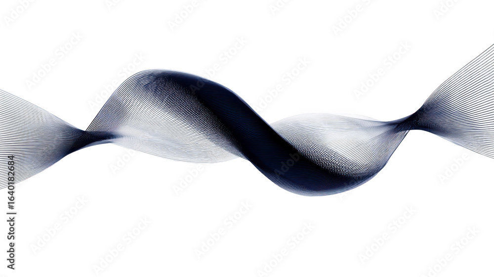Poster flowing abstract wave design in shades of blue and white, creating sense of movement and elegance. t