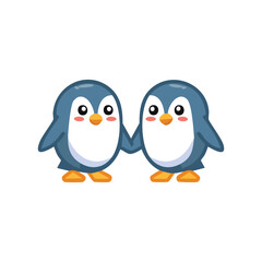 Obraz premium Two adorable penguins holding hands, full of love and connection