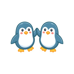 Naklejka premium Two adorable penguins high fiveing, representing friendship and companionship