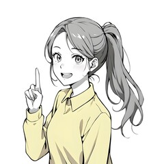 Anime manga girl pointing up illustration vector art character design graphic style art