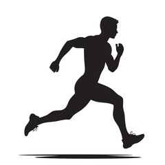 Silhouette of a male sprinter in mid-stride