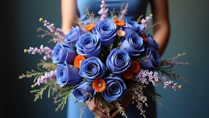 blue flower on black background