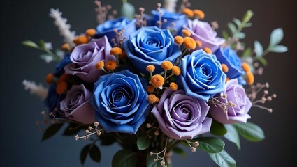bouquet of blue flowers