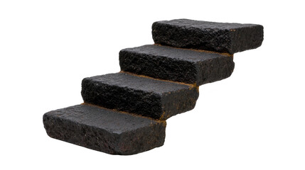 Sturdy black stone steps create strong and durable pathway, perfect for outdoor landscaping or garden design. These textured steps add natural element to any setting, enhancing aesthetic appeal