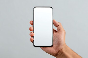 White screen smartphone mockup held in hand
