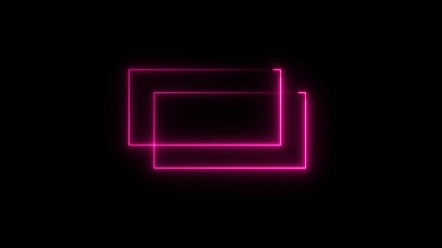 Pink neon rectangles glow against black, interlocking and receding to create a radiant lattice; a contemporary mark that blends geometric elegance with a pulse of electric vitality.