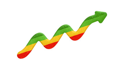 Colorful, stylized graph arrow representing growth and progress, featuring green, yellow, and red segments. This vibrant design symbolizes upward trends and positive outcomes in various contexts