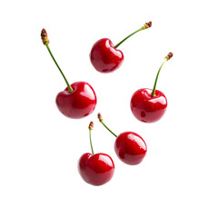 Vibrant Red Cherries Falling on Black Background Juicy Fruit Photography,food,healty