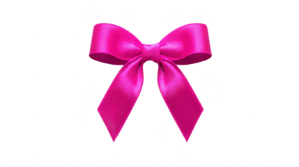 Vibrant pink satin bow with elegant loops and pointed tails, perfect for gift wrapping or decorative purposes, adds cheerful touch to any occasion