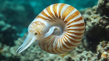 Exploring the nautilus sea shell animal underwater photography ocean life detailed close up macro shot marine biology