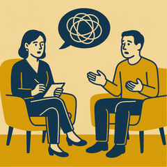 Illustration consultation with a psychologist vector minimalism Vector illustration minimalism