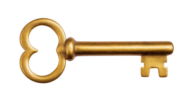 Vintage golden key with heart shaped bow and classic design, symbolizing access and secrets. This key evokes feelings of nostalgia and mystery, perfect for various creative projects