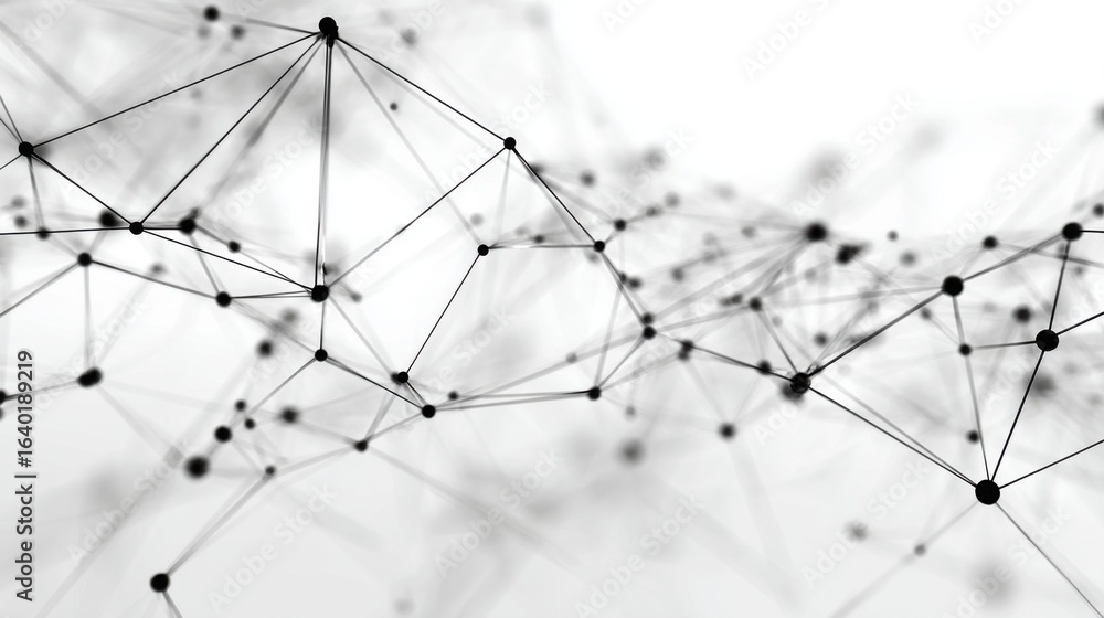 Poster a visual representation of a network with a series of interconnected lines and nodes, creating an in