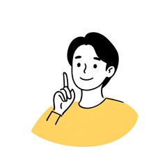 Illustration of a man pointing upwards for business idea concept and creative thoughts