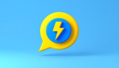Speech bubble with lightning icon illustration