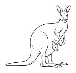 kangaroo with joey in pouch australian line art