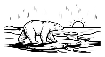 polar bear on melting ice arctic global warming vector