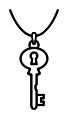 key pendant necklace jewelry laser cut outline vector black illustration shape for laser cutting and engraving