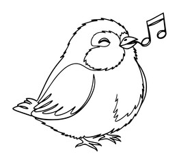 cute little bird singing a song vector illustration