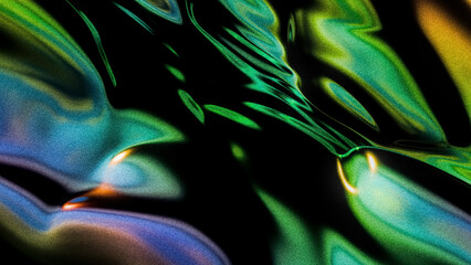 Retro abstract background, shiny flow shape with grain and gradient effect, 3d render