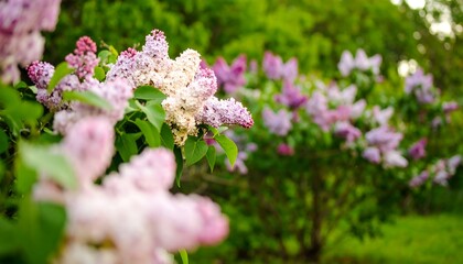 Obraz premium Lilac blossoms in springtime garden