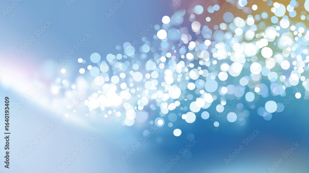 Poster bokeh lights in soft blue and white fill the background, creating a dreamy effect ideal for festive 