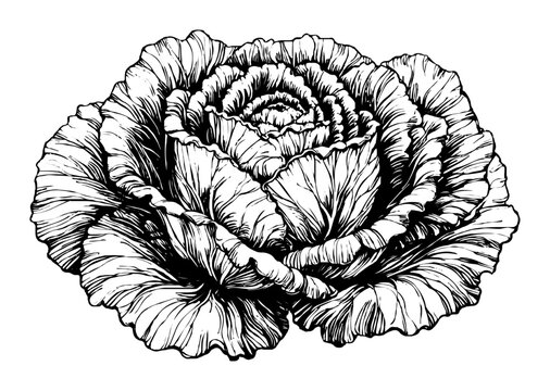 vintage cabbage head hand drawn vector illustration