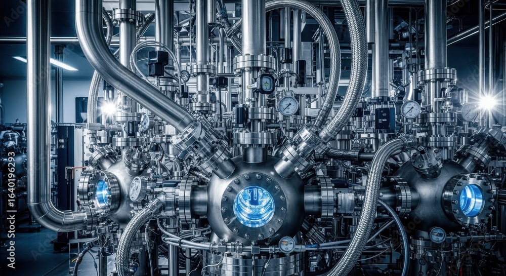 Aufkleber complex pipeline network and vacuum systems surrounding diamond semiconductor cvd reactors ensuring 