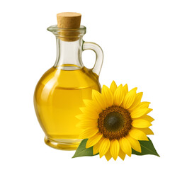 Sunflower oil in glass isolated on white background for cooking ingredient and organic product concepts
