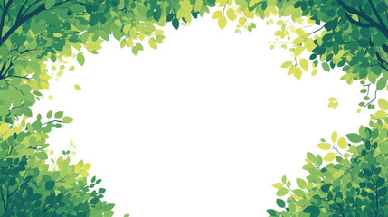 Green leaves framing a bright white space with dappled sunlight