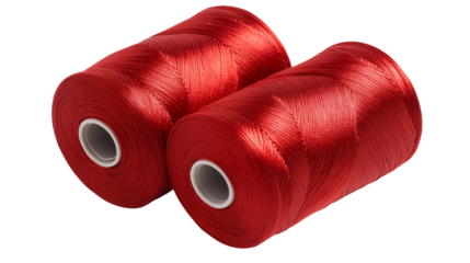 single red sewing thread isolated on white background or transparent png 