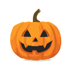 Fototapeta premium Brightly carved pumpkin with a classic spooky face perfect for Halloween celebration and decoration