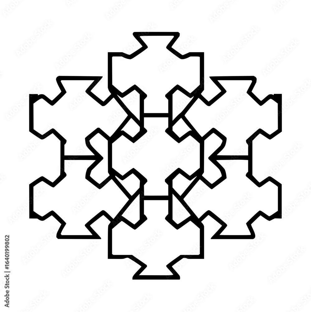 Poster abstract puzzle design vector graphic with geometric shapes and interlocking pieces for creative pro