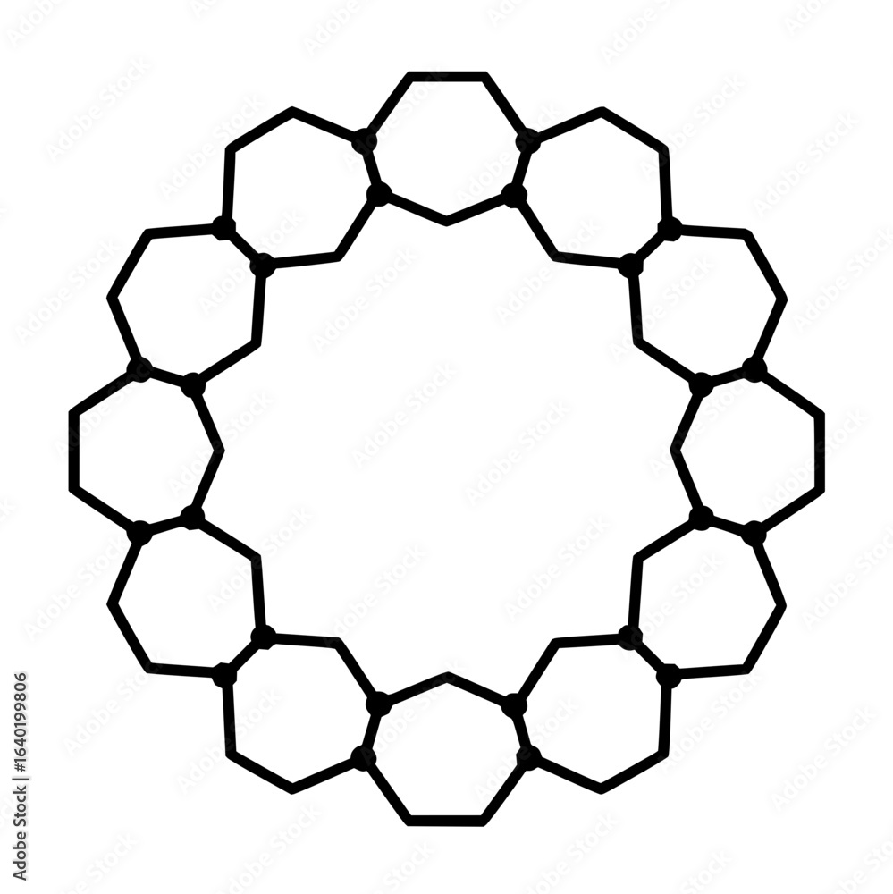 Poster hexagon chain circle vector illustration for graphic design and geometric patterns and decorative el