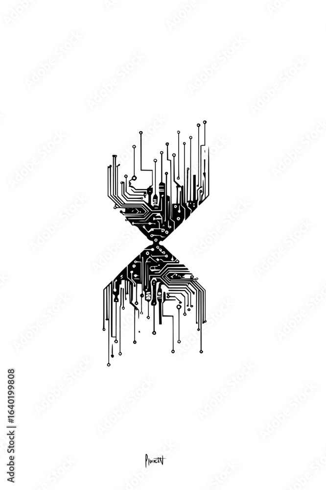 Poster circuit board technology abstract hourglass vector design for engineering and innovation concepts ar