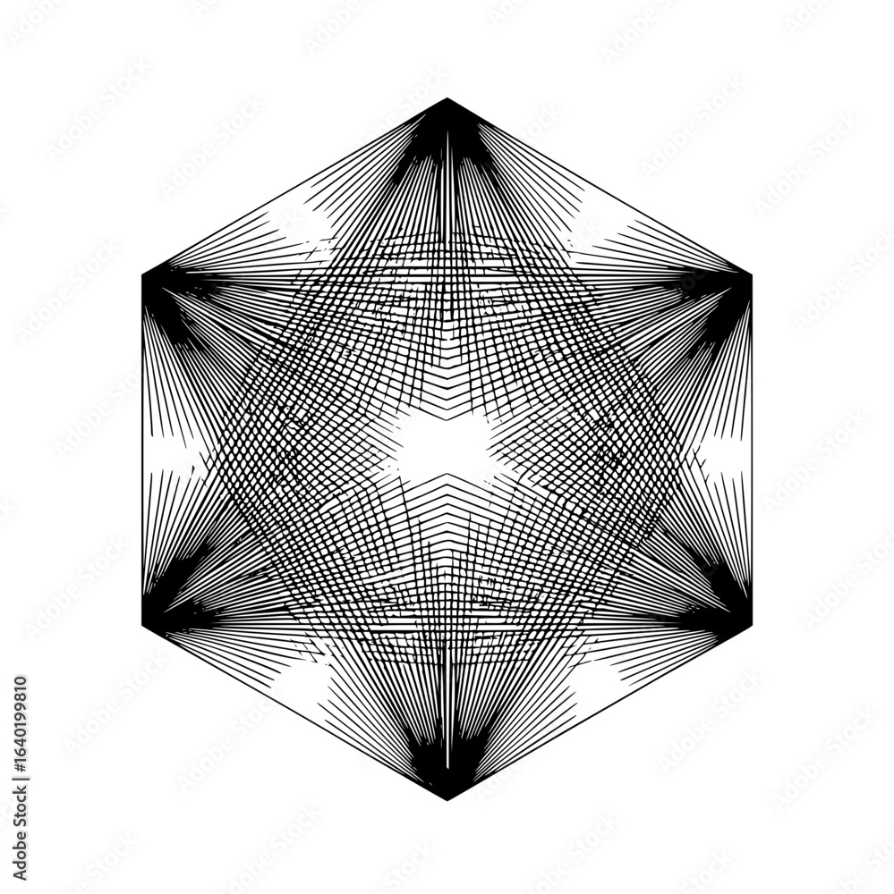 Poster abstract geometric hexagon sphere vector design with lines and shapes for modern art and decoration 