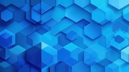 Obraz premium Abstract geometric pattern of overlapping hexagons in shades of blue