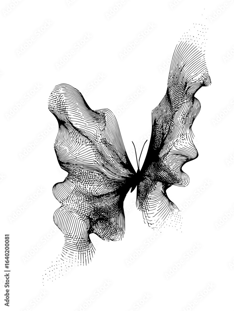 Poster abstract line art butterfly vector illustration for design and decoration, perfect for prints and we